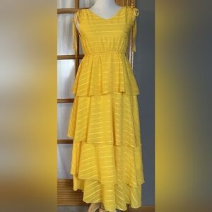 Elegant Yellow Layered Dress